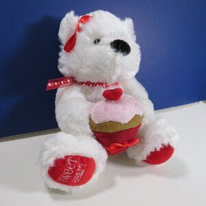 sweet heart White Bear with fabric cupcake valentines